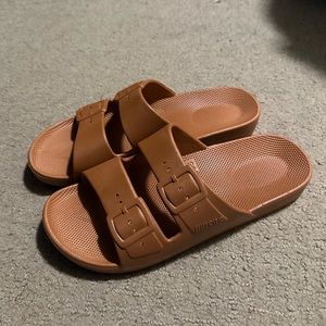 Freedom Moses Cognac Slides -Brand New